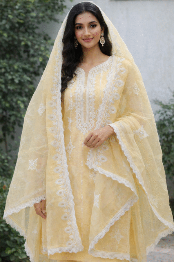 Elegant Yellow Ladies Suit Set